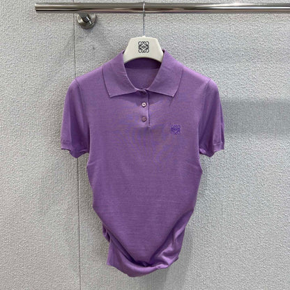 Loewe 25 Short-sleeved Top Purple Cashmere Silk