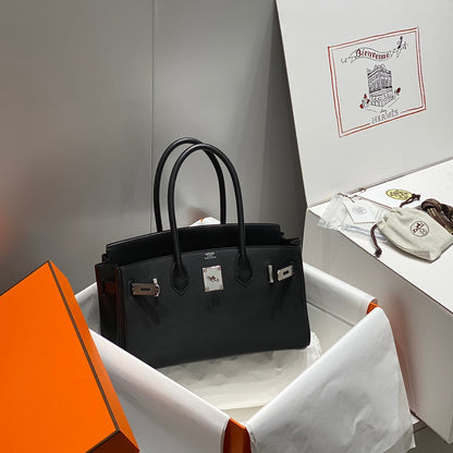 HM Shoulder Birkin 29 Black Brown Leather 224530