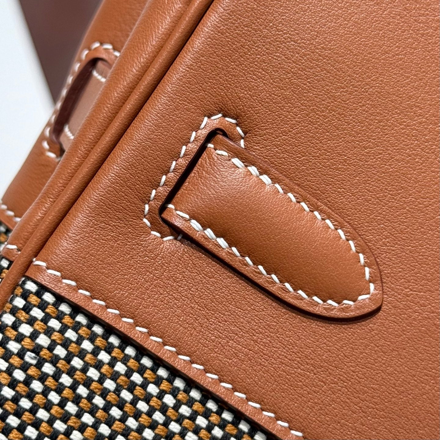 HM Birkin 30cm Gold Swift Leather Brown Canvas Gold Hardware
