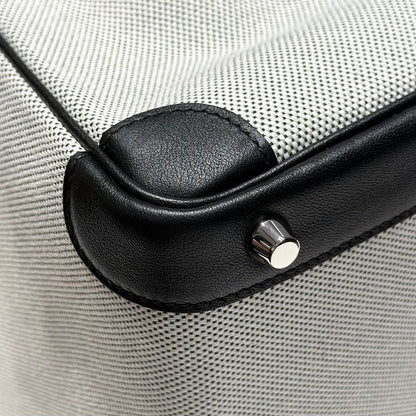 HM Birkin 25cm Black Swift Dark Grey Canvas Silver Hardware