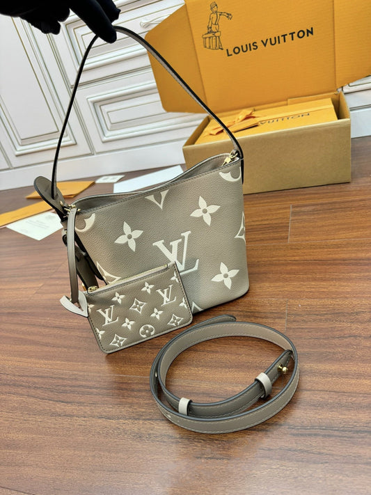 LV Bucket Bag 16cm Khaki Nude Monogram Canvas 330403