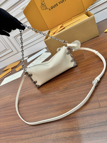 LV Petite Malle 23cm White Italian Leather 330411