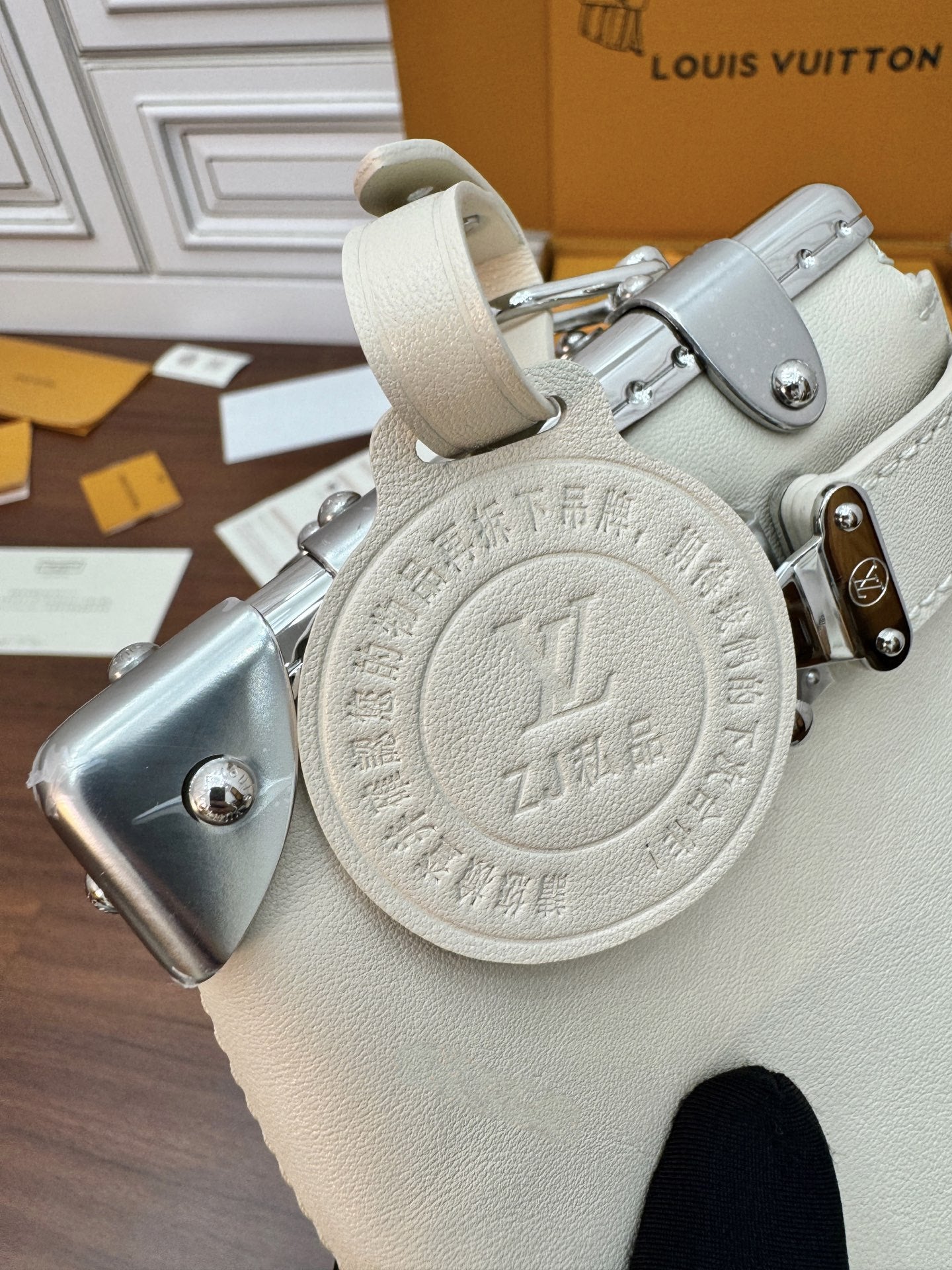 LV Petite Malle 23cm White Italian Leather 330411