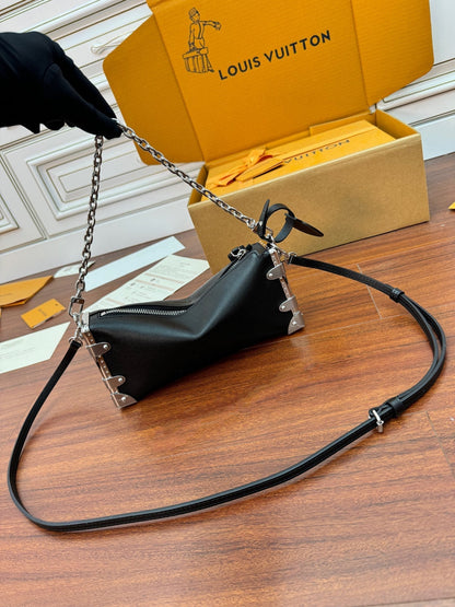 LV Petite Malle 23cm Black Italian Leather 330418