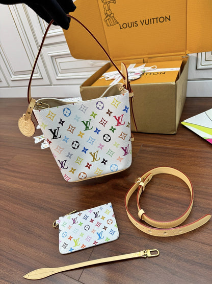 LV Bucket Bag 16cm White Multicolore Monogram Canvas 330426