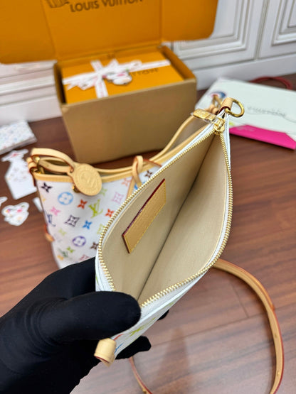 LV Bucket Bag White Multicolore Monogram Canvas 330790