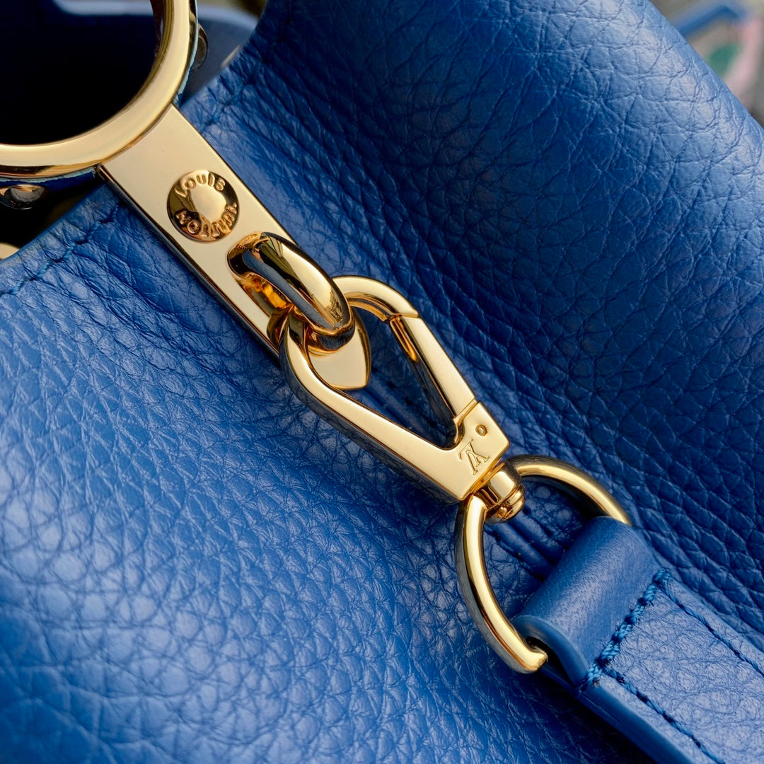CAPUCINES BB 27 COBALT BLUE TAURILLON MOP GOLD HARDWARE