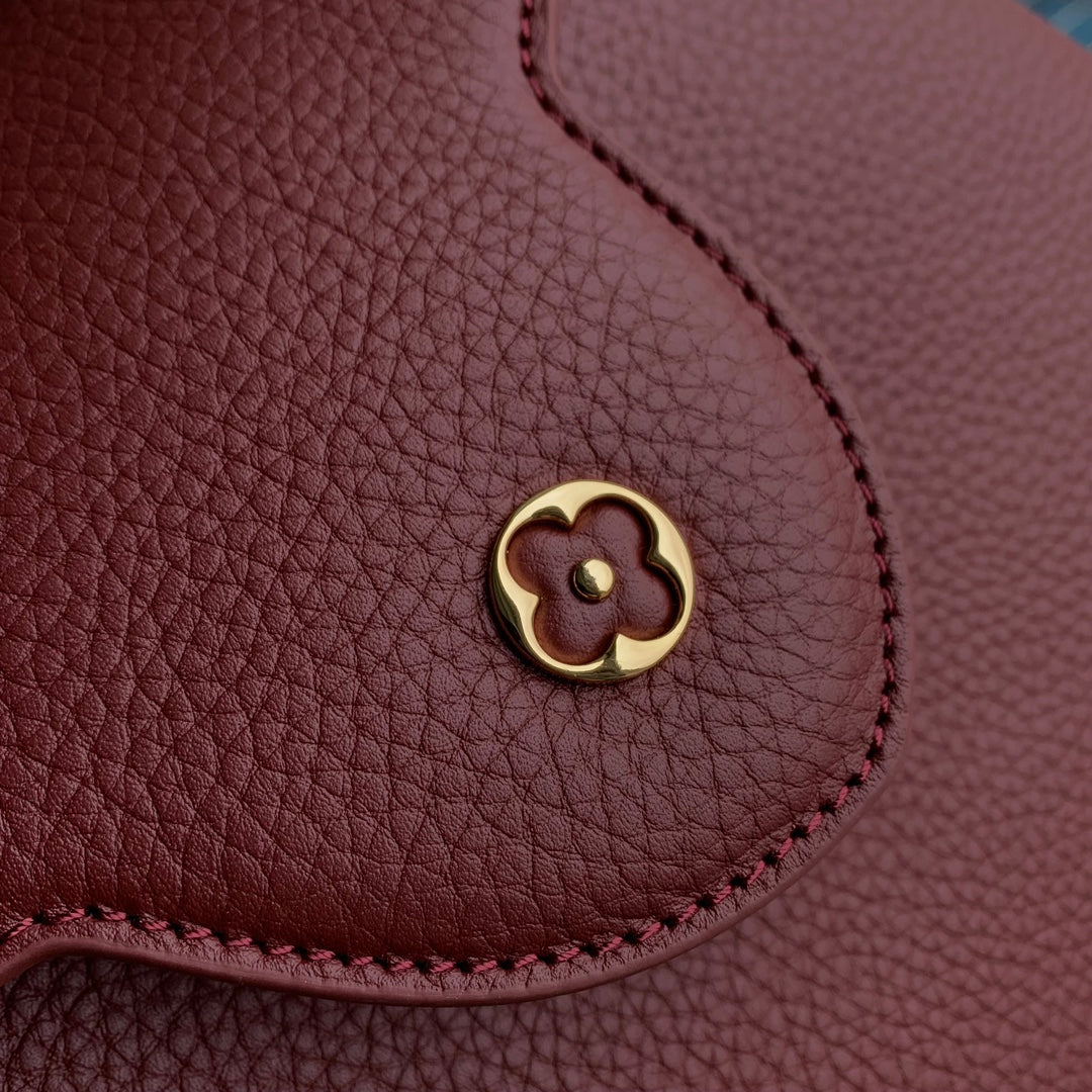 CAPUCINES BB 27 BURGUNDY TAURILLON MOP GOLD HARDWARE