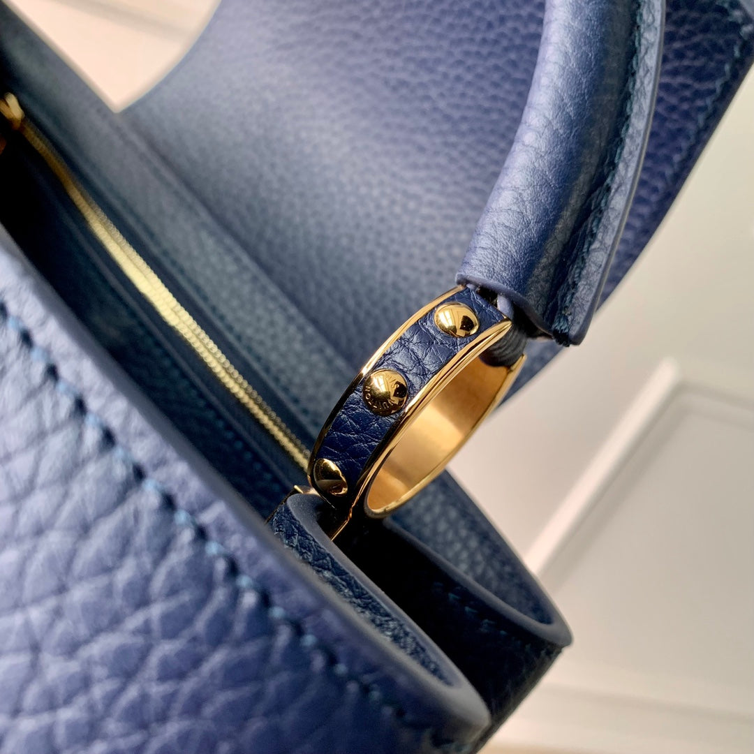 CAPUCINES BB 27 DARK BLUE TAURILLON MOP GOLD HARDWARE