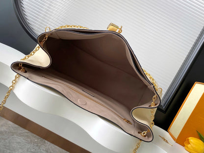 Anytime 42cm Tote Bag Cream Gold Empreinte leather 250725