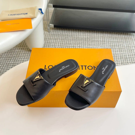 lv capri flat mule black calfskin