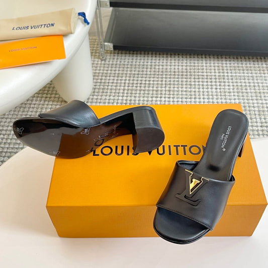 lv capri mule 45mm black calfskin