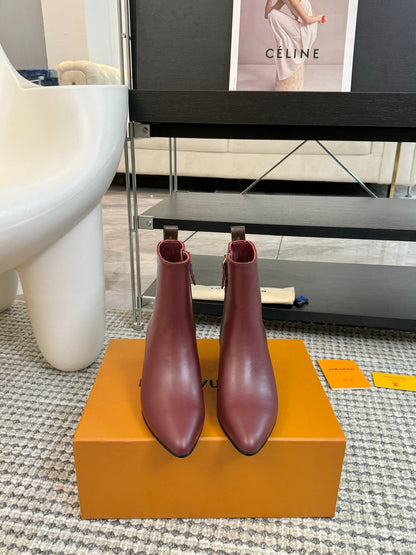 LV Ankle Boots 60mm Wine Red Cowhide