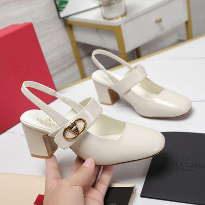 The Bold Edition Vlogo Slingback 65 Deep Mouth Half Drag Heels White Calfskin