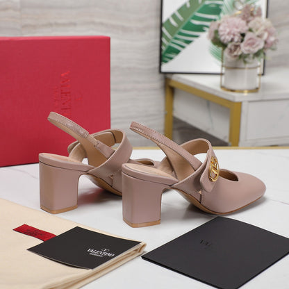 The Bold Edition Vlogo Slingback 65 Deep Mouth Half Drag Heels Rose Cannelle Calfskin