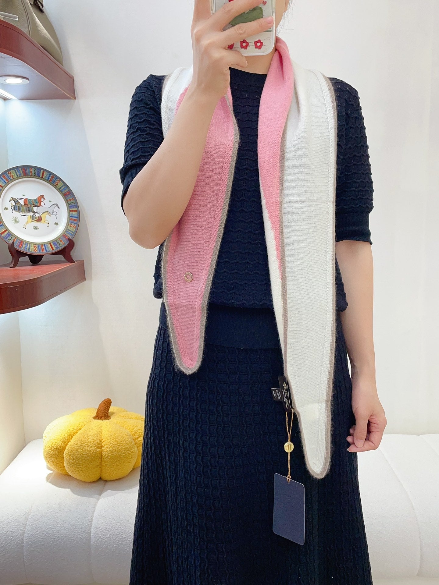 LP Yodo Scarf 150 CM In White Mix Pink Cashmere  130488