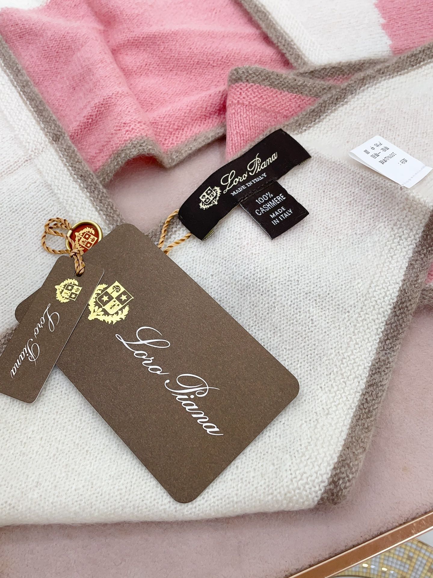 LP Yodo Scarf 150 CM In White Mix Pink Cashmere  130488