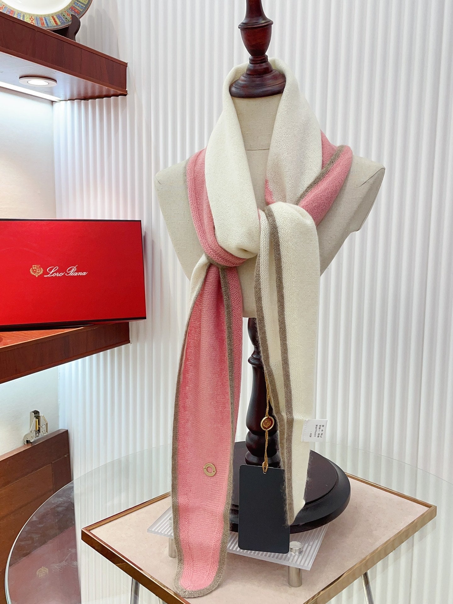 LP Yodo Scarf 150 CM In White Mix Pink Cashmere  130488