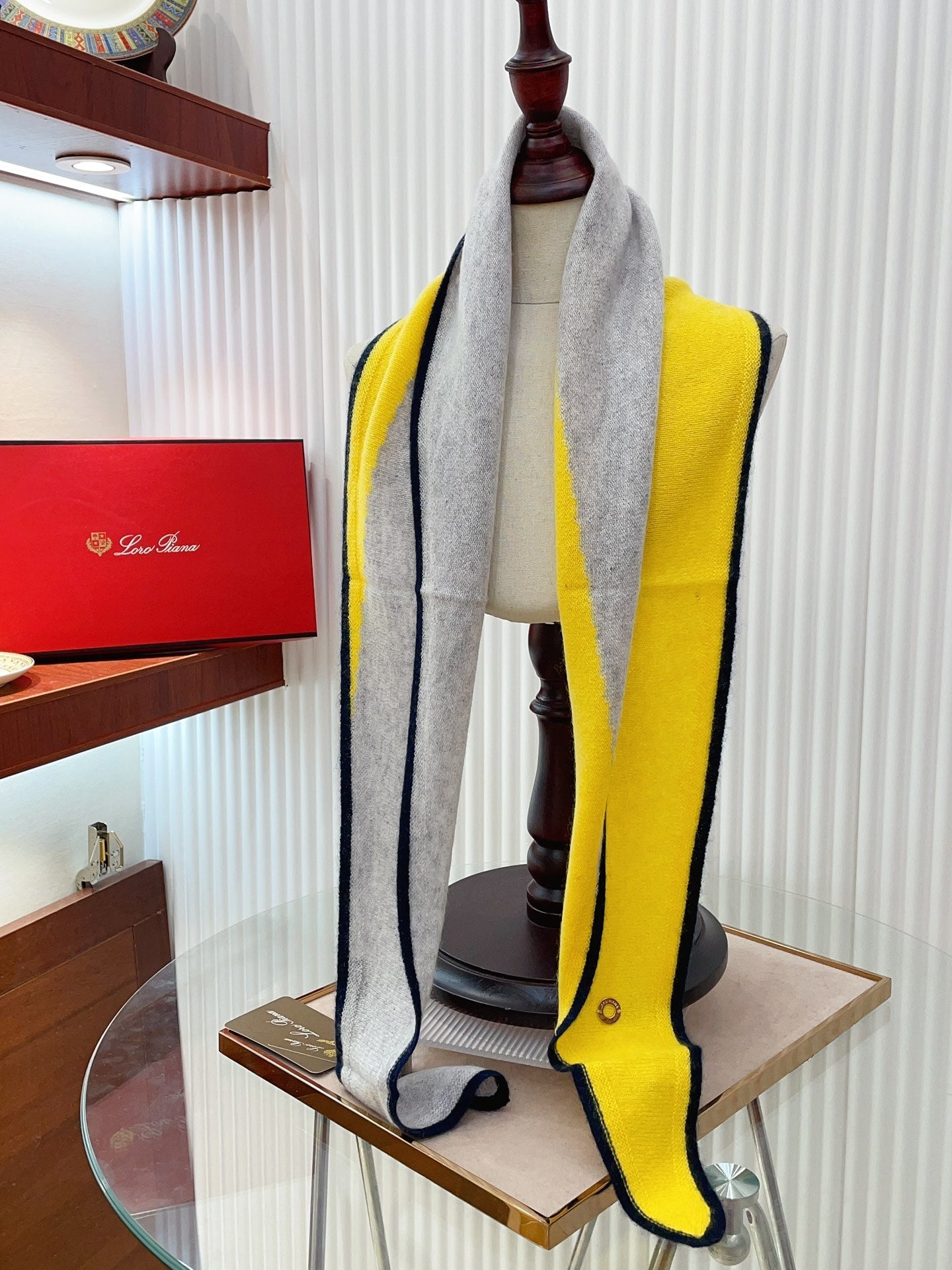 LP Yodo Scarf 150 CM In Grey Mix Yellow Cashmere  130489