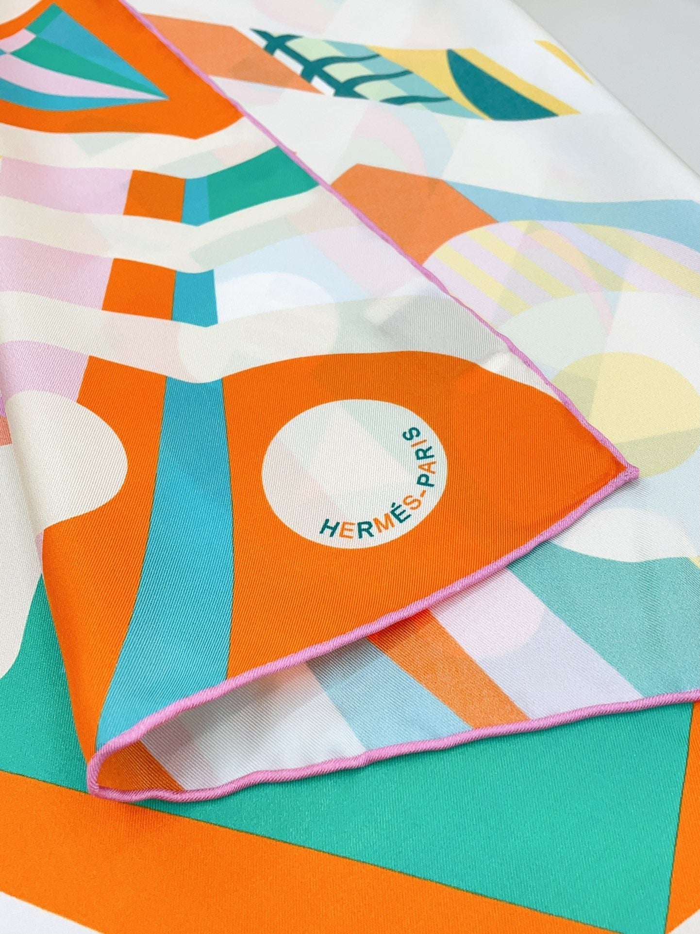 Le Reve De Julia Scarf 90 CM In Orange Colorful Silk Twill 198577