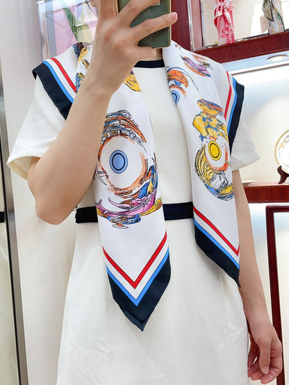 Les Anamorphoses Scarf 90 CM In Colorful Silk Twill 199755