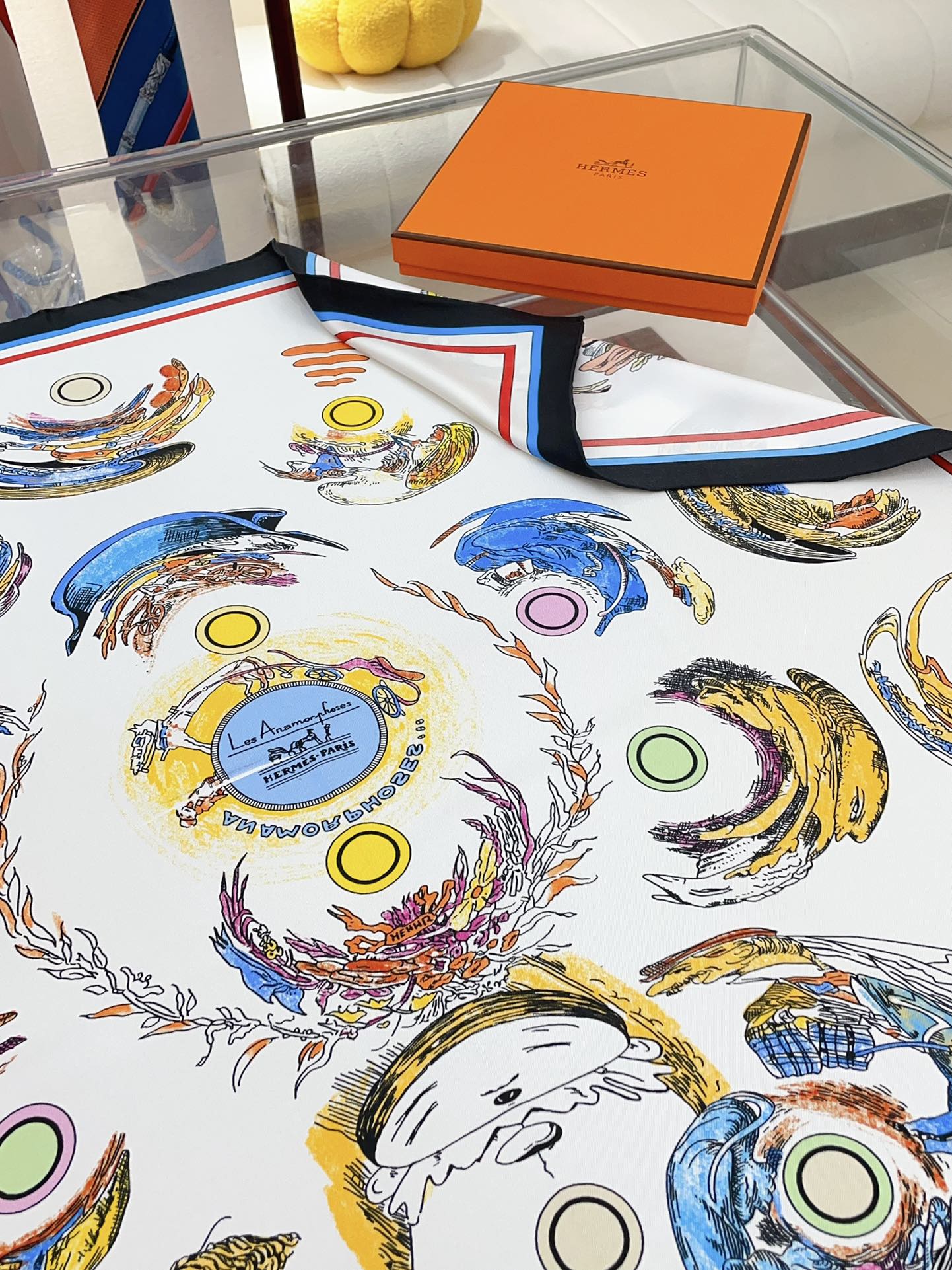 Les Anamorphoses Scarf 90 CM In Colorful Silk Twill 199755