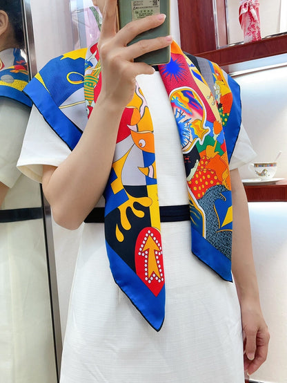 Ca Decoiffe ! Scarf 90 CM In Colorful Silk  206461