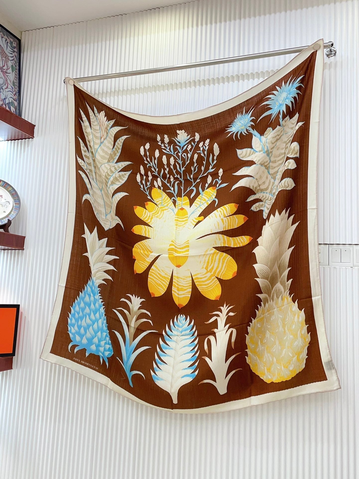 Carré Index Bromeliaceae 135 CM In Brown Colorful Silk Cashmere 228991