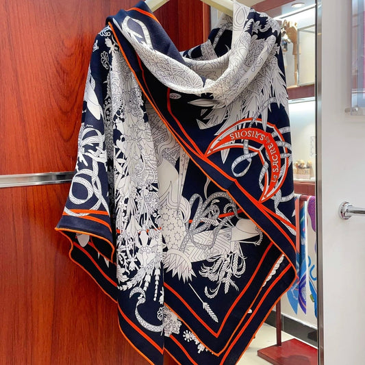 Le Sacre Des Saisons Scarf 140 CM In Colorful Cashmere And Silk 300430