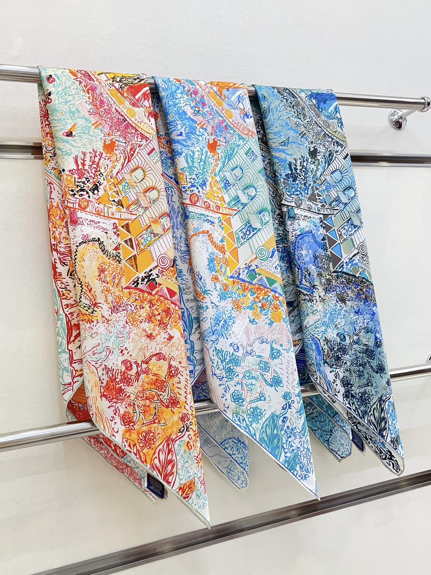 Les Folies Du Faubourg Scarf 90 CM In Colorful Silk Twill 304376