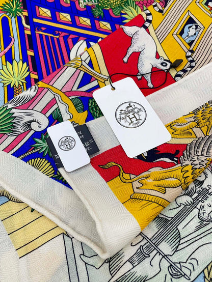 Animapolis Scarf 140 CM In Colorful Cashmere And Silk 306570