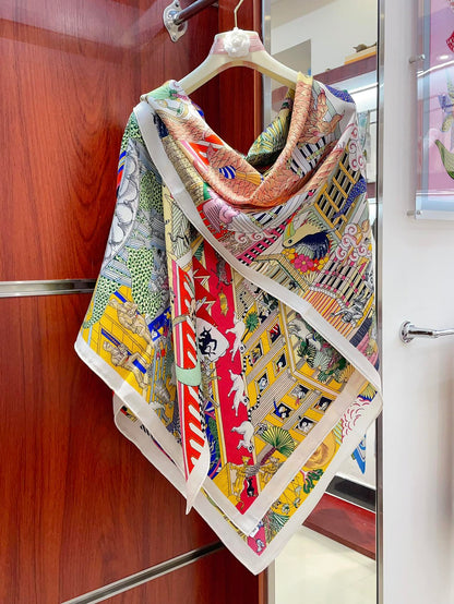 Animapolis Scarf 140 CM In Colorful Cashmere And Silk 306570