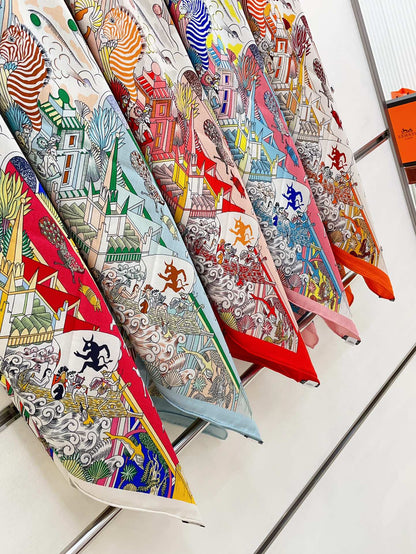 Animapolis Scarf Limited Edition 140 CM In Colorful Cashmere And Silk 306571