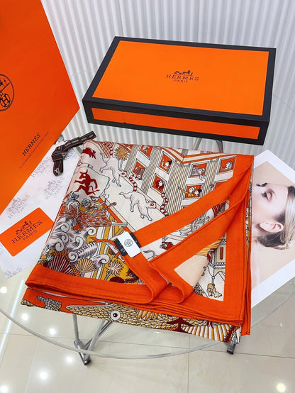 Animapolis Scarf 140 CM In Colorful Cashmere And Silk 306571