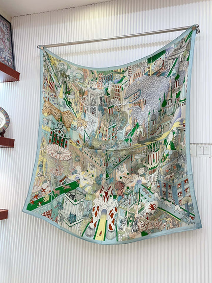Animapolis Scarf 140 CM In Colorful Cashmere And Silk 306572