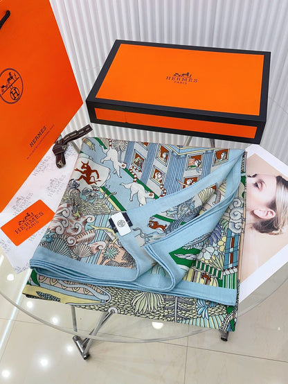 Animapolis Scarf 140 CM In Colorful Cashmere And Silk 306572