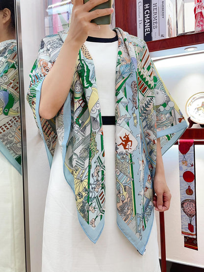 Animapolis Scarf 140 CM In Colorful Cashmere And Silk 306572