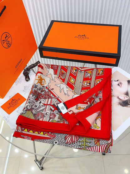 Animapolis Scarf Limited Edition 140 CM In Colorful Cashmere And Silk 306573