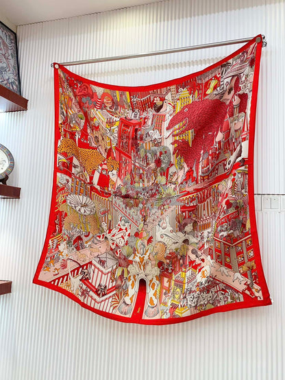 Animapolis Scarf 140 CM In Colorful Cashmere And Silk 306573