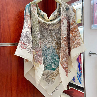Le Jardin De Leila Au Bloc Shawl 135 CM In Colorful Cashmere And Silk 316261