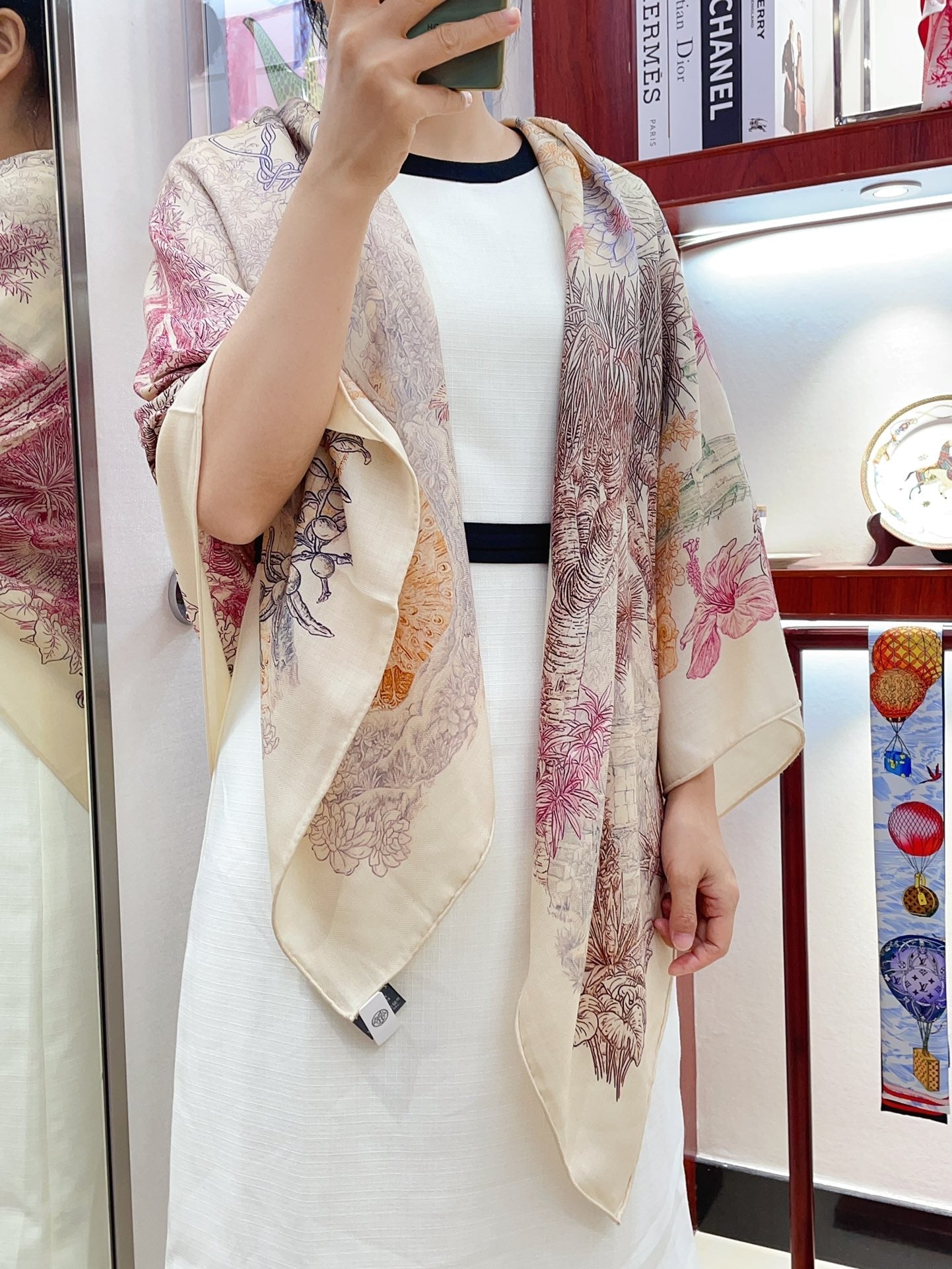 Le Jardin De Leila Au Bloc Shawl 135 CM In Colorful Cashmere And Silk 316263