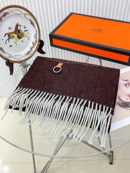 Cargo muffler Scarf 190 CM Dark Brown Wool 375382