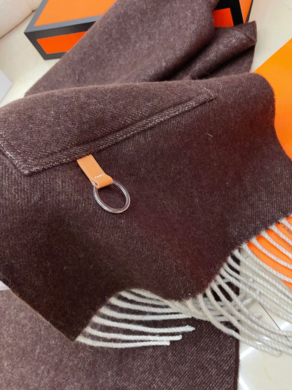 Cargo muffler Scarf 190 CM Dark Brown Wool 375382