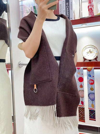 Cargo muffler Scarf 190 CM Dark Brown Wool 375382