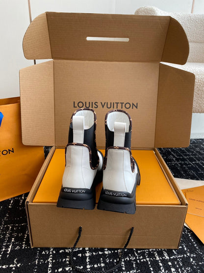 LV Ruby Flat Ankle Boot White Calfskin