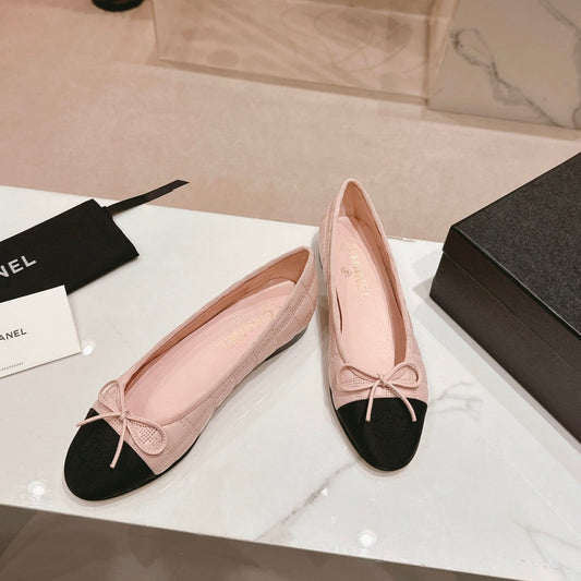ballet flats pink lambskin embroidery grosgrain
