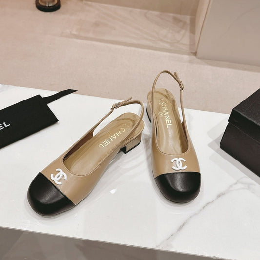 CC 2024 SLINGBACKS 40MM BEIGE BLACK LAMBSKIN