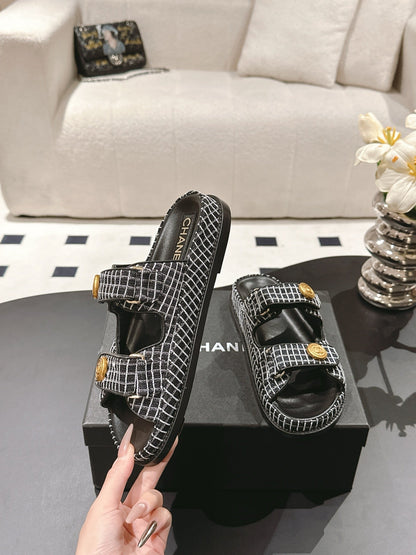 CC 25 Dad Sandal Mule Black mix White Fabric 237576