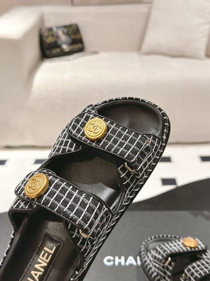 CC 25 Dad Sandal Mule Black mix White Fabric 237576