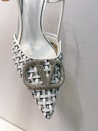 VT High Heeled Slingbacks White  Sheepskin 292800